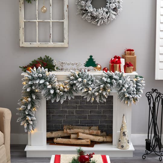 9ft. Pre-Lit LED Flocked Artificial Christmas Garland